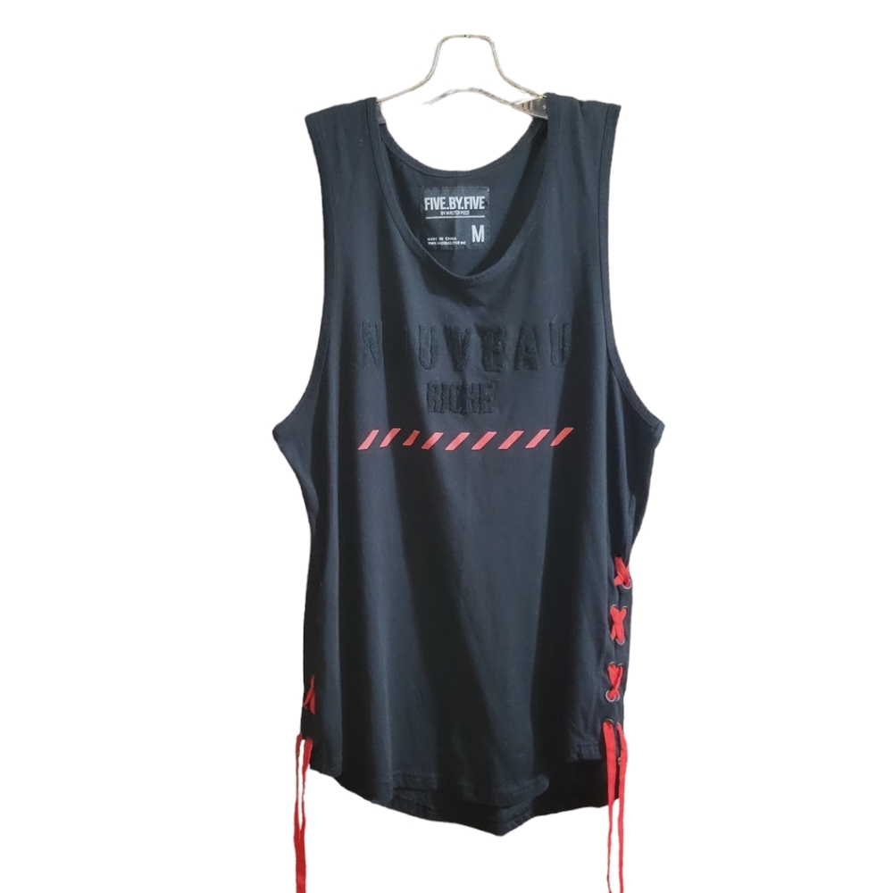 Five by Five Nouveau Rich Drawstring Rouched Side Crop Top Black & Red